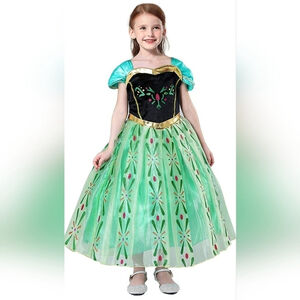 Princess Anna Frozen Queen Dress - Green - 8/9 Years